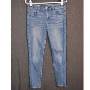 American Eagle Women's 6 Short Jegging Stretch Denim Blue Jeans Distressed